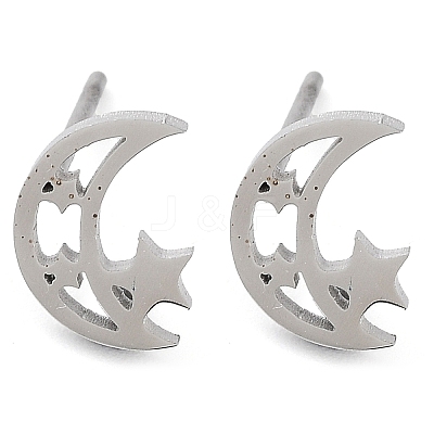 Non-Tarnish 304 Stainless Steel Stud Earrings EJEW-M242-01B-P-1