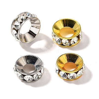 Brass Rhinestone Spacer Beads KK-M313-44E-1