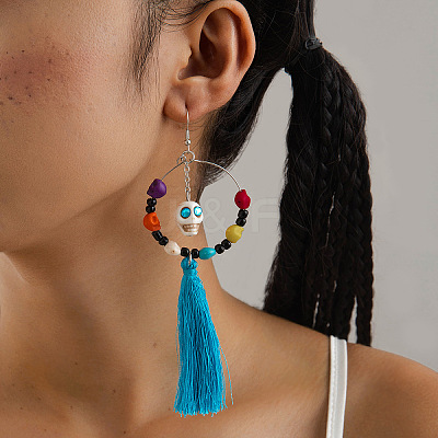 Halloween Alloy & Acrylic & Resin & Glass & Cotton Cord Tassel Dangle Earrings FS-WGA02EE-15-1