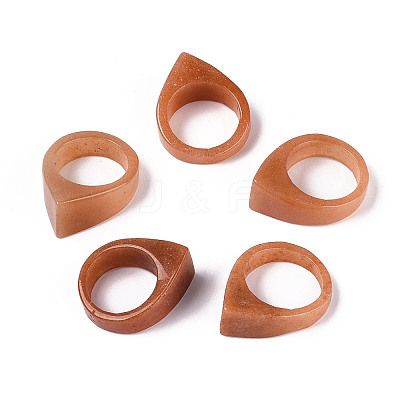 Natural Red Aventurine Finger Rings G-T143-27-1