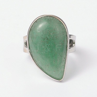 Adjustable Gemstone Brass Rings X-RJEW-N024-02F-1