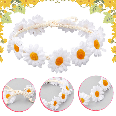 2Pcs Cloth Small Sunflowe Wreath Headband OHAR-CP0001-20B-1