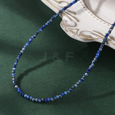 Natural Lapis Lazuli Beaded Necklaces NJEW-JN02492-01-1