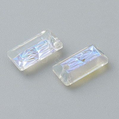 Embossed Glass Rhinestone Pendants GLAA-J101-07A-001SI-1