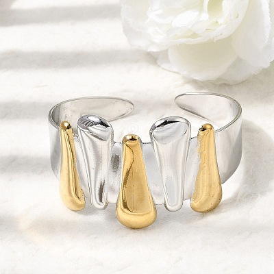 Hammered 304 Stainless Steel Cuff Bangles for Women BJEW-Z177-01GP-03-1