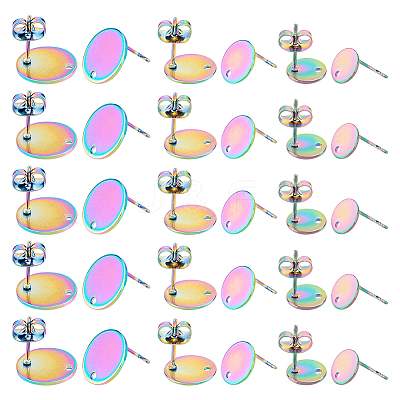 42Pcs 3 Size 304 Stainless Steel Stud Earring Findings STAS-DC0011-81-1