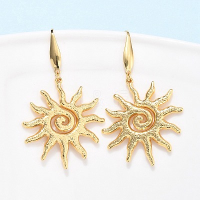 Sun 304 Stainless Steel Dangle Earrings EJEW-C142-10G-1