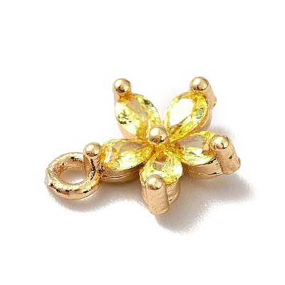 Brass Cubic Zirconia Flower Charms KK-O141-01G-04-1