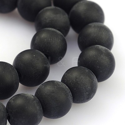 Frosted Glass Round Bead Strands GLAA-J064-8mm-02-1