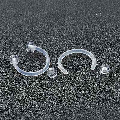 Acrylic Circular/Horseshoe Barbell with Double Round Ball X1-AJEW-P084-04B-1