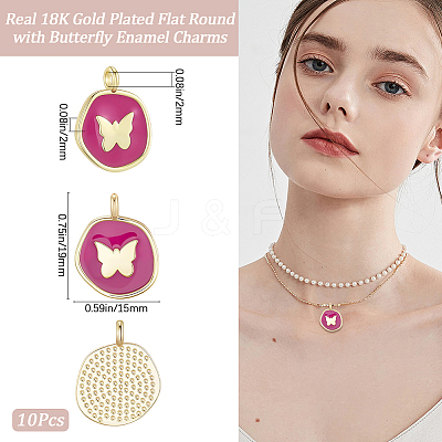 10Pcs Brass Enamel Pendants KK-BBC0020-43-1