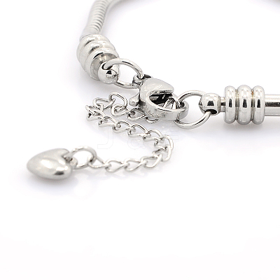 Tarnish Resistant 304 Stainless Steel European Style Round Snake Chains Bracelets STAS-J015-02-1