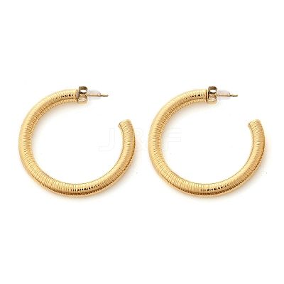 304 Stainless Steel Textured C-Shaped Stud Earrings EJEW-V016-09G-01-1