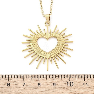 Shining Heart 304 Stainless Steel Pendant Necklaces NJEW-M096-37G-1