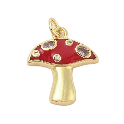Mushroom Rack Plating Brass Micro Pave Cubic Zirconia Pendants KK-Z074-15G-1