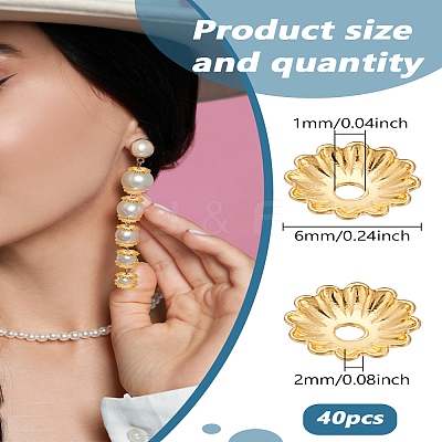 40Pcs Brass Bead Caps KK-LP0001-55-1