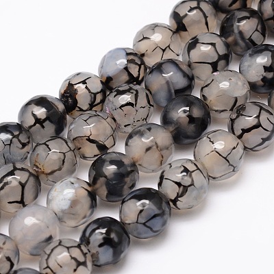 Dyed Natural Agate Faceted Round Beads Strands X-G-E320E-8mm-12-1