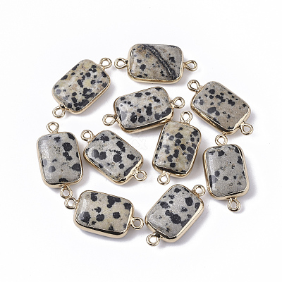 Edge Golden Plated Natural Dalmatian Jasper Links connectors G-S359-034D-1