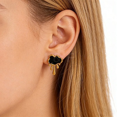 Valentine's Day 304 Stainless Steel Stud Earrings EJEW-D357-01A-G-1