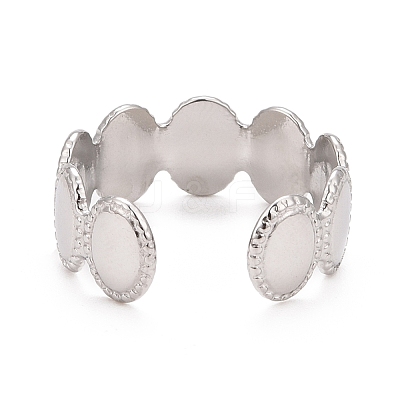 Non-Tarnish 304 Stainless Steel Oval Wrap Open Cuff Ring for Women RJEW-C025-05P-1