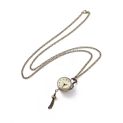 Alloy Round Pendant Necklace Quartz Pocket Watch WACH-N011-07A-1