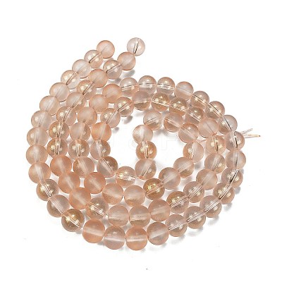 Frosted Transparent Glass Bead Strands GLAA-P065-10mm-05-1
