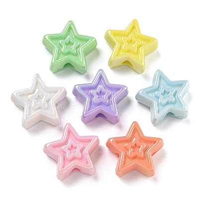 UV Plating Iridescent Acrylic Beads OACR-G039-17-1