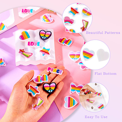 24Pcs 12 Styles Rainbow PVC Cabochons FIND-TA0005-48-1