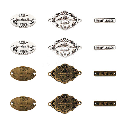 60Pcs 6 Style Tibetan Style Alloy Links Connectors PALLOY-TA0002-39-1