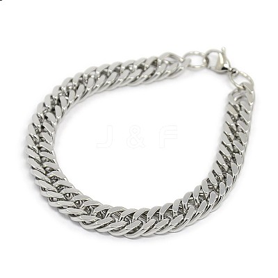 Tarnish Resistant Fashionable 304 Stainless Steel Cuban Link Chain Bracelets STAS-A028-B064P-1