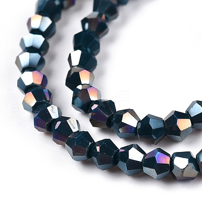 Opaque Solid Color Electroplate Glass Beads Strands EGLA-A039-P2mm-B09-1