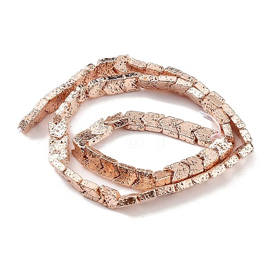 Electroplated Natural Lava Rock Beads Strands G-H303-A02-RG02-1