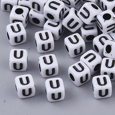 White Opaque Acrylic Beads MACR-R869-02U-1