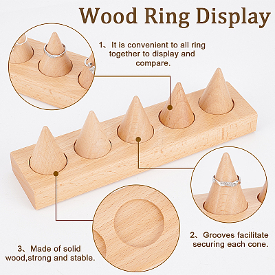 5-Slot Wood Finger Ring Display Stands RDIS-WH0011-08-1