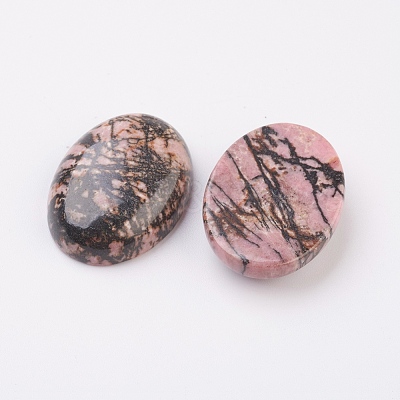 Natural Rhodonite Flat Back Cabochons G-G741-13x18mm-12-1