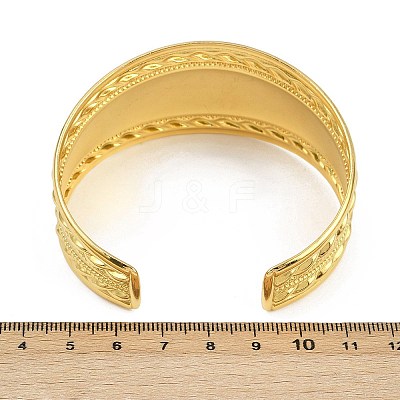 304 Stainless Steel Wide Cuff Bangles for Women LS-BJEW-K285-02G-1