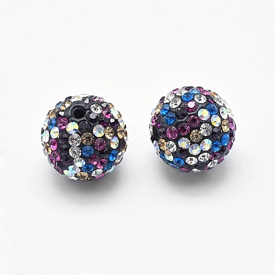 Handmade Polymer Clay Rhinestone Beads RB-L030-18D-12mm-1
