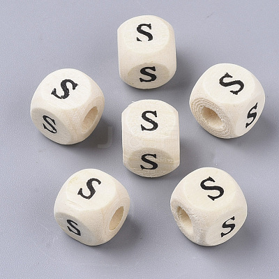 Printed Natural Wood Beads X-WOOD-T026-001S-1