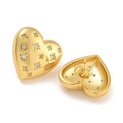 Brass Micro Pave Clear Cubic Zirconia Stud Earrings EJEW-L295-002A-G-1