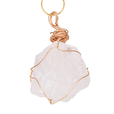 Geometric Natural Raw Quartz Crystal Suncatchers DJEW-PW0007-01A-1