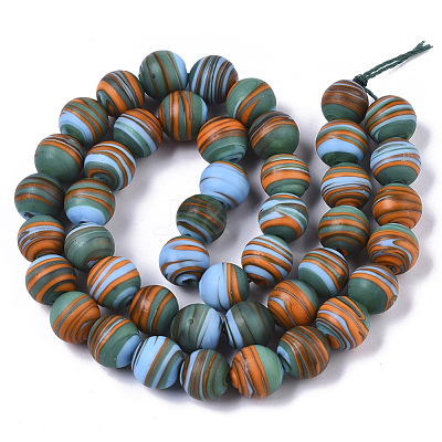 Handmade Frosted Lampwork Beads Strands LAMP-T007-07E-1