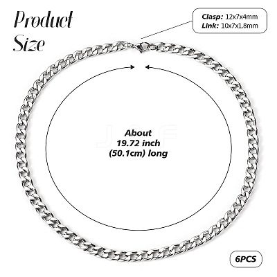 Stainless Steel Curb Chain Necklaces for Men Women NJEW-TAC0001-018-1