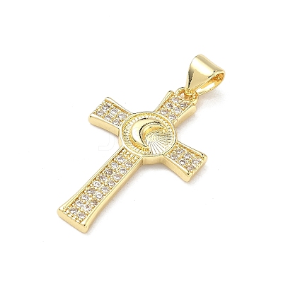 Brass Micro Pave Clear Cubic Zirconia Pendants KK-P350-16G-02-1