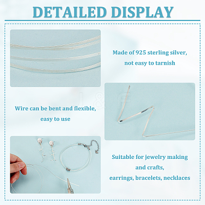 1Pc Flat 925 Sterling Silver Wires STER-BC0002-25C-1