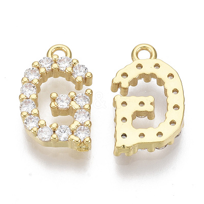 Brass Micro Pave Cubic Zirconia Charms KK-T060-05-G-G-NF-1