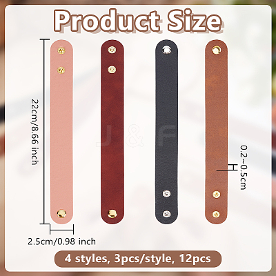 12Pcs 4 Styles Adjustable Leather Cord Bracelets BJEW-OC0001-26-1
