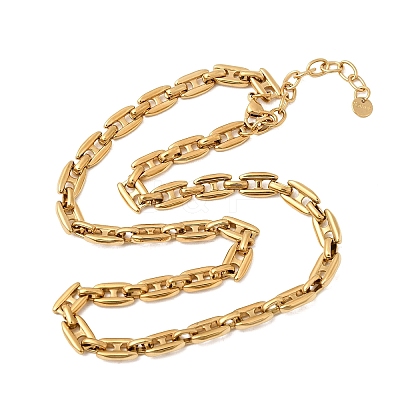 304 Stainless Steel Link Chain Necklaces for Women NJEW-G197-01G-02-1