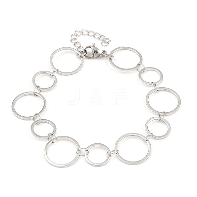 304 Stainless Steel Link Chain Bracelets for Women BJEW-P373-03C-P-1