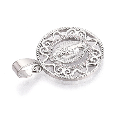 Brass Micro Pave Clear Cubic Zirconia Pendants KK-N268-53P-1
