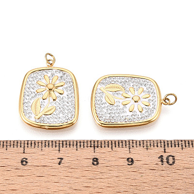 304 Stainless Steel and Polymer Clay Crystal Rhinestone Pendants STAS-T069-60B-1